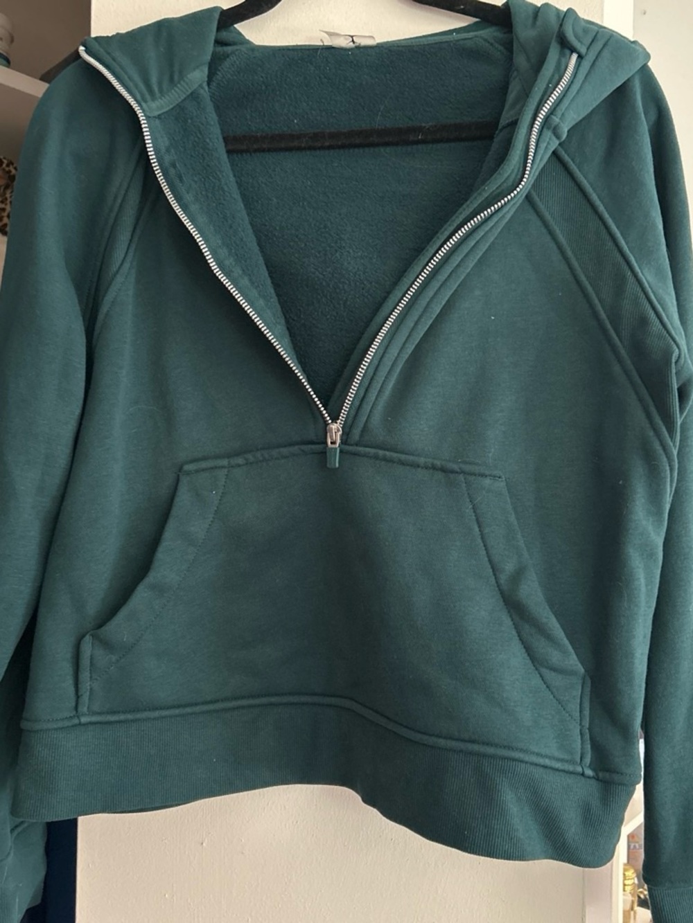 Women's Half-Zip Hooded Pullover Sweatshirt - Deep Teal